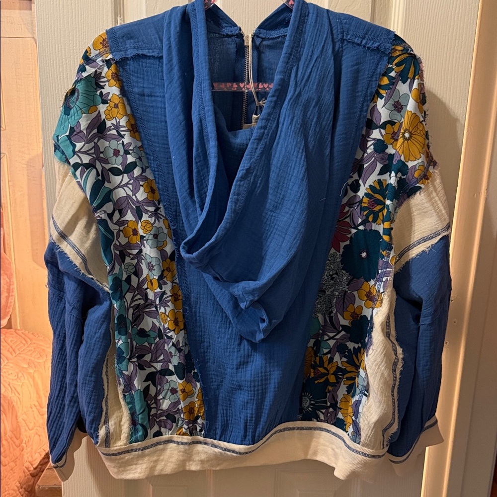 BiBi Royal Blue Star & Floral Patchwork Hoodie - Picture 5 of 6
